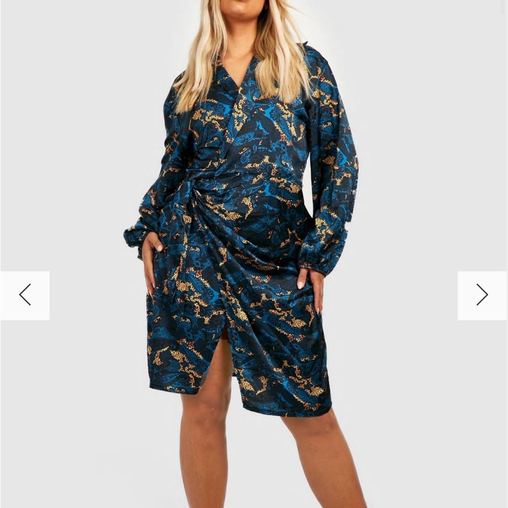NWOTs PLUS SATIN PAISLEY LEOPARD WRAP DRESS